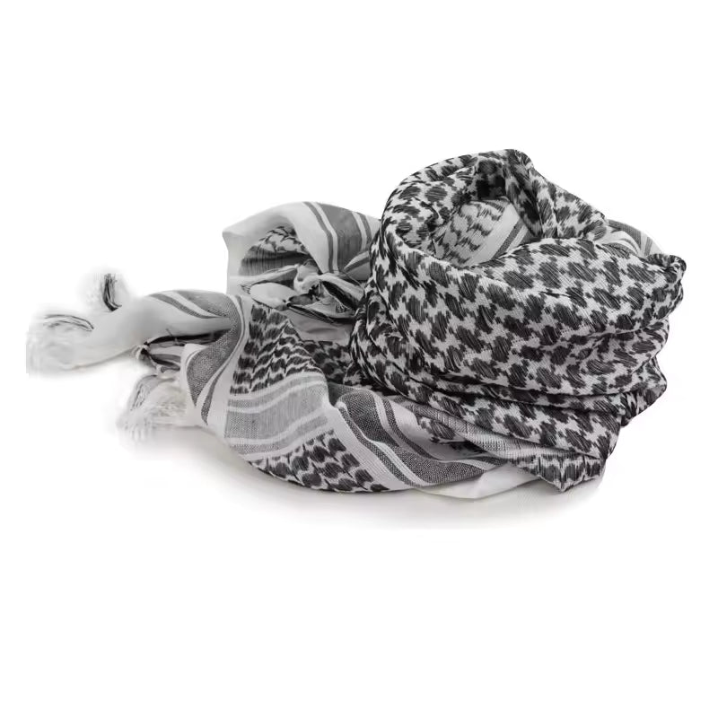 White and black shemagh scarf folded