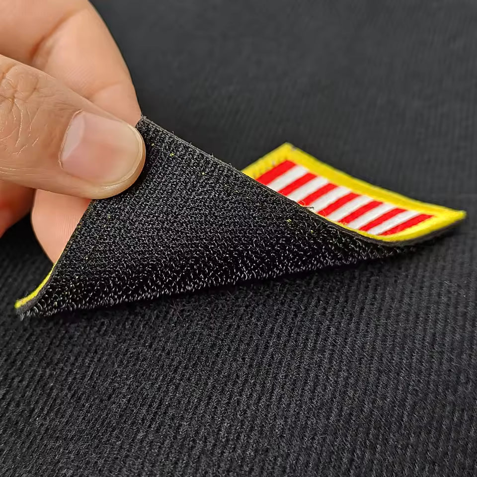 Velcro patch display board covered with patches, example layout