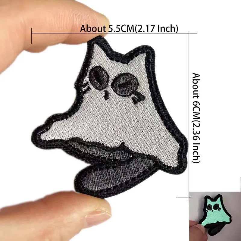 Glow In The Dark Ghost Cat Patches