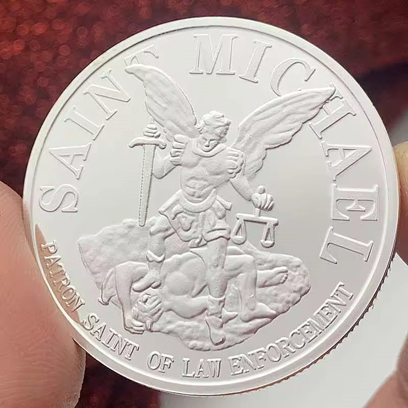 Saint Michael challenge coin reverse side
