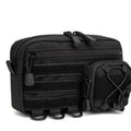 Black 1000D nylon MOLLE admin pouch, front view with drawstring pocket