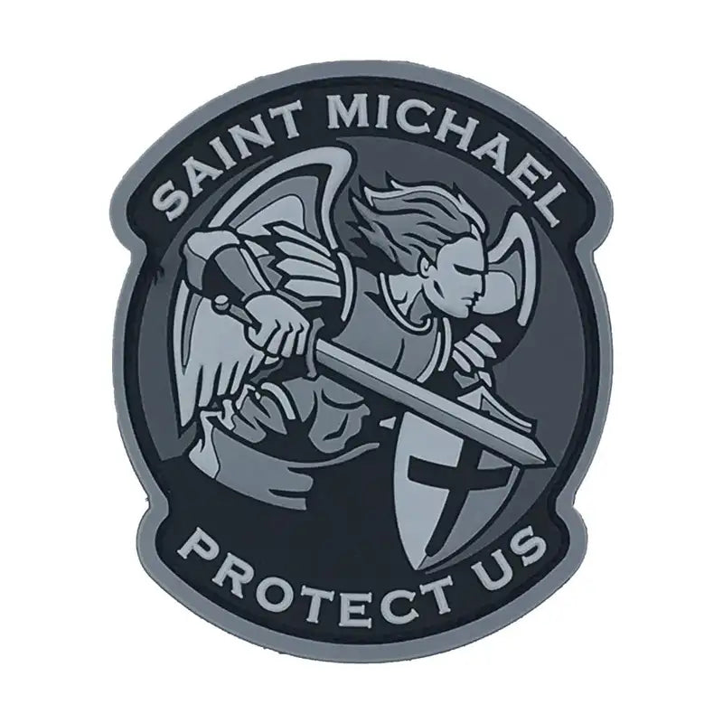 Saint Michael Protect Us 3D PVC patch in subdued grey