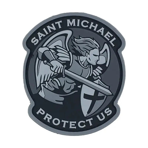 Saint Michael Protect Us 3D PVC patch in subdued grey