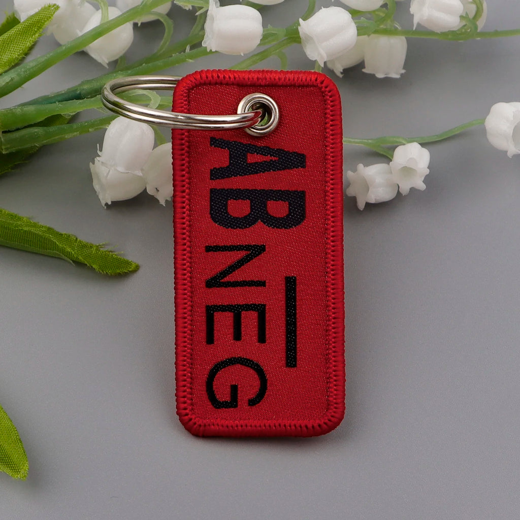 Blood Type Embroidered Key Fob