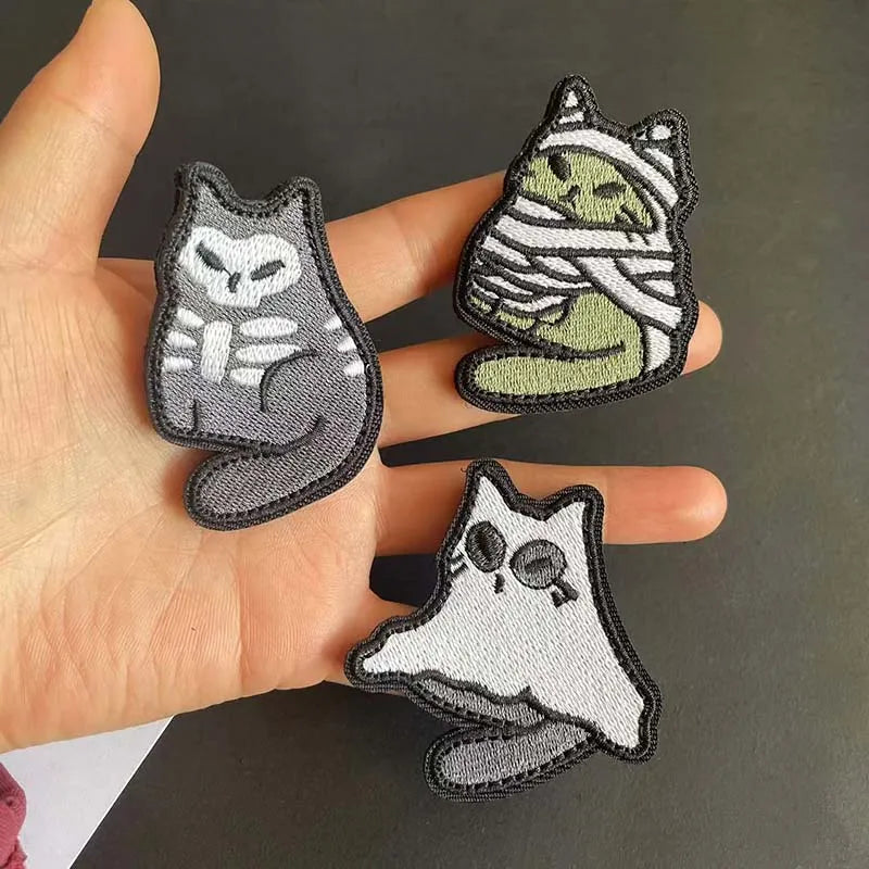Glow In The Dark Ghost Cat Patches