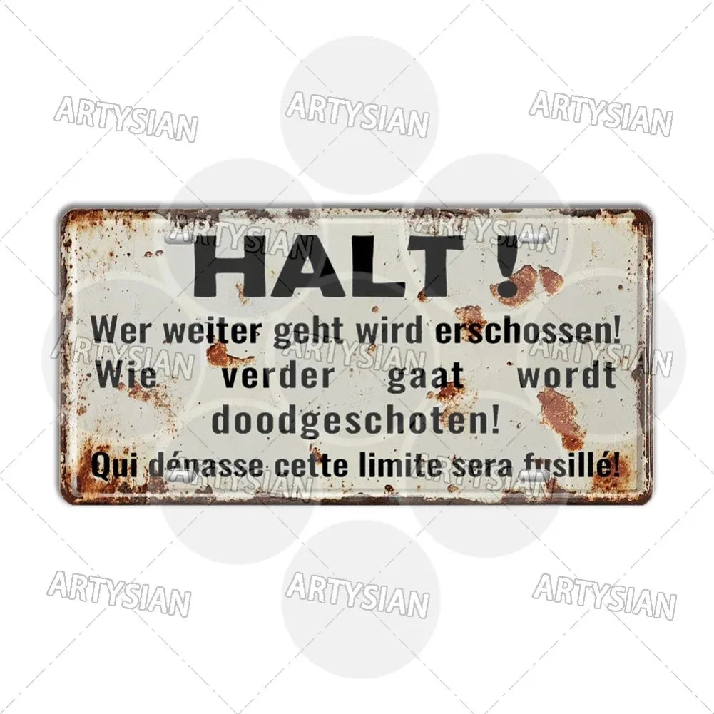 Cold War Berlin Wall Metal Sign