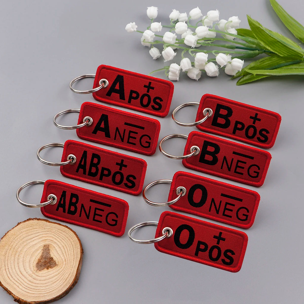 Blood Type Embroidered Key Fob
