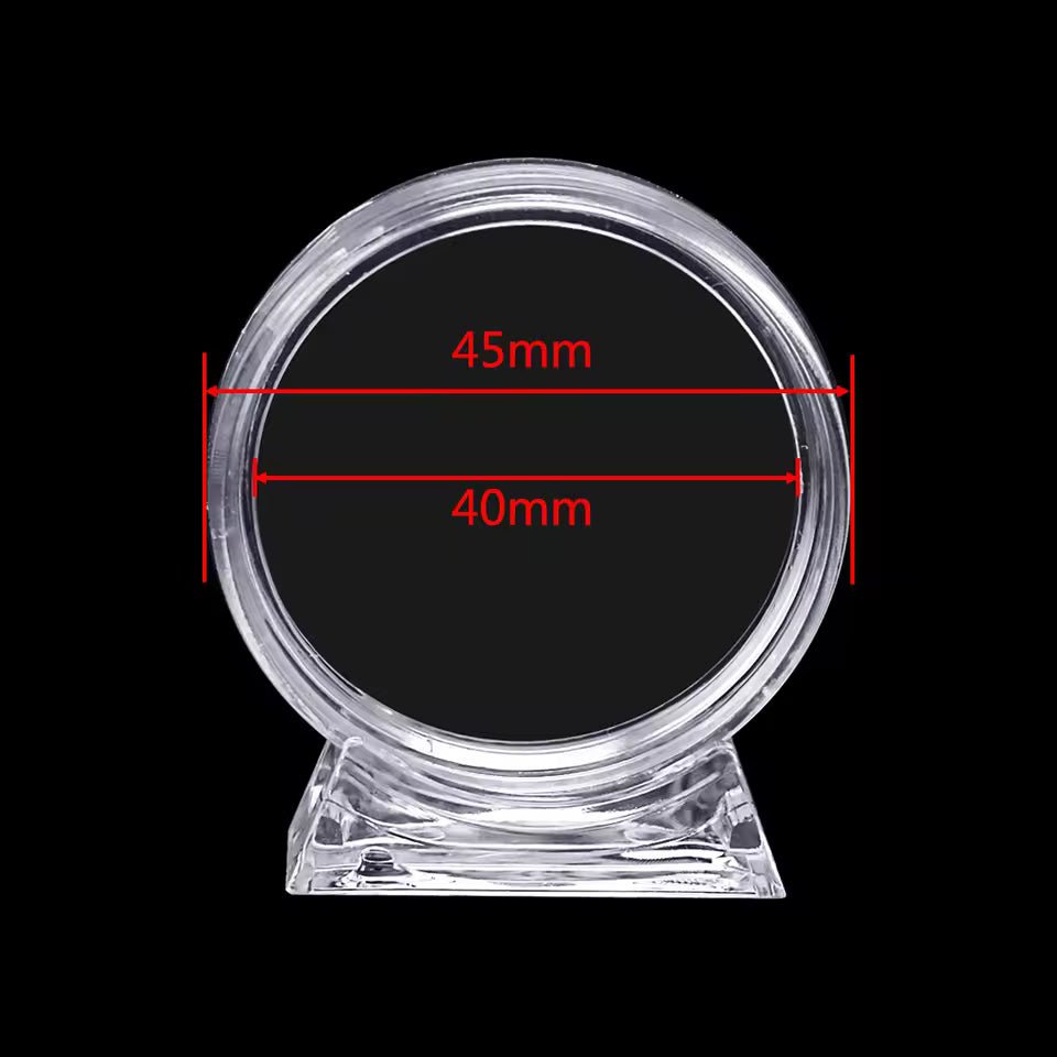 Coin capsule stand close up
