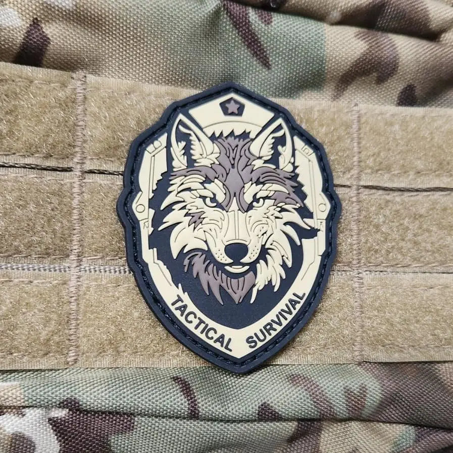 Wolf head 3D PVC patch detail