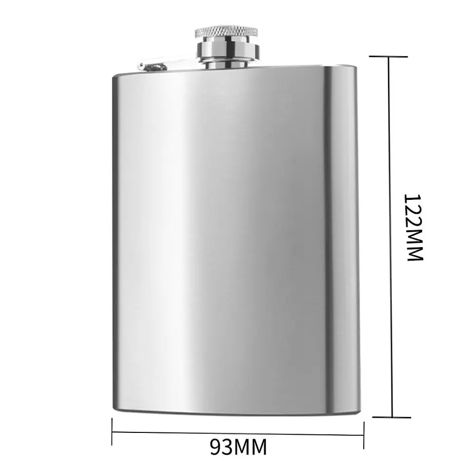 Stainless steel hip flask standing alone