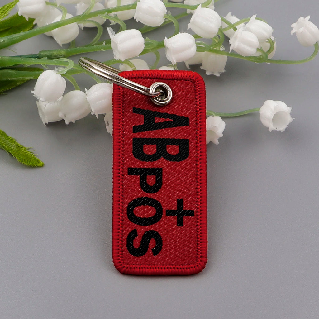 Blood Type Embroidered Key Fob