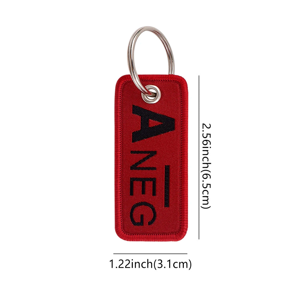 Blood Type Embroidered Key Fob