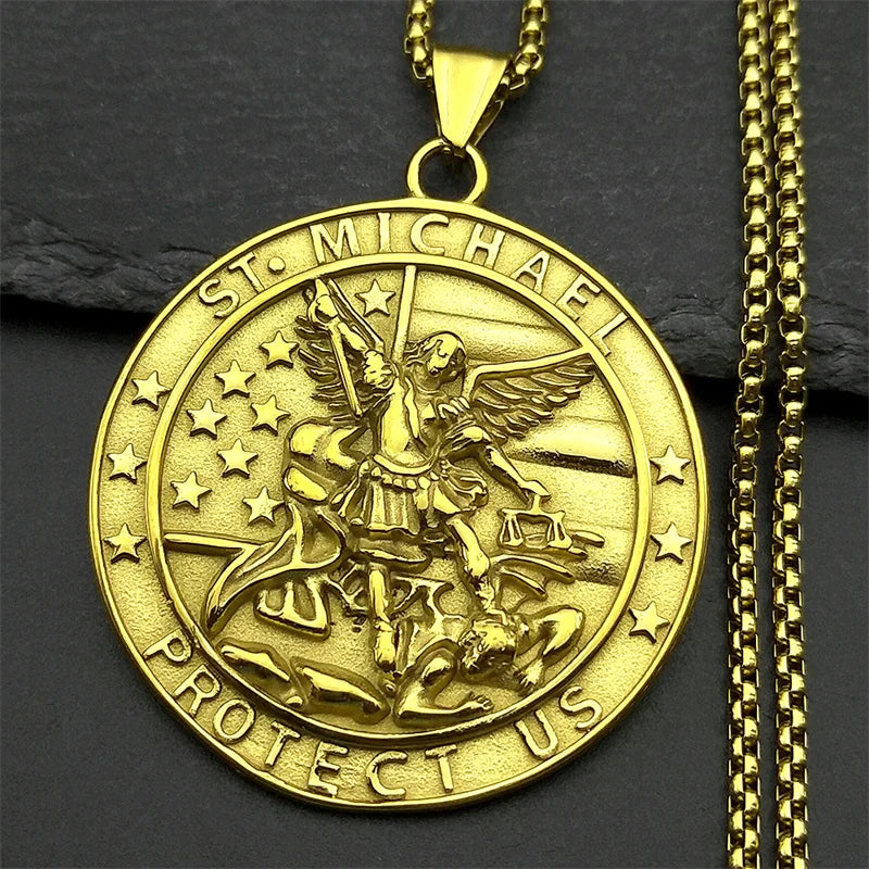 Saint Michael Medal Pendant Necklace
