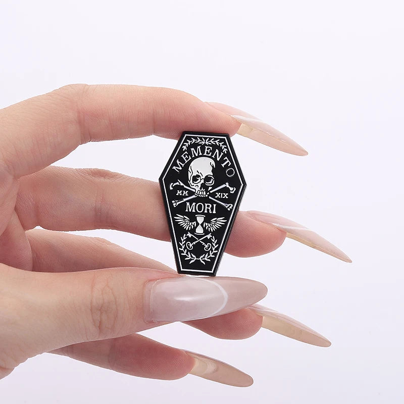 Memento Mori Skull Enamel Pin