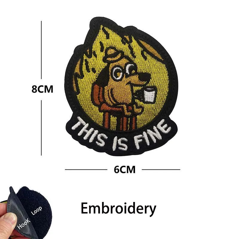 This Is Fine Dog & Cat Morale Patches