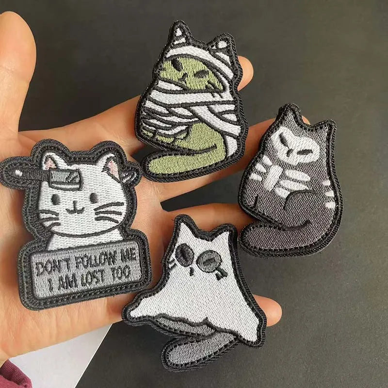 Glow In The Dark Ghost Cat Patches