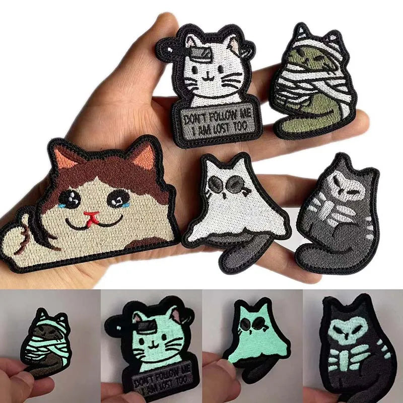 Glow In The Dark Ghost Cat Patches