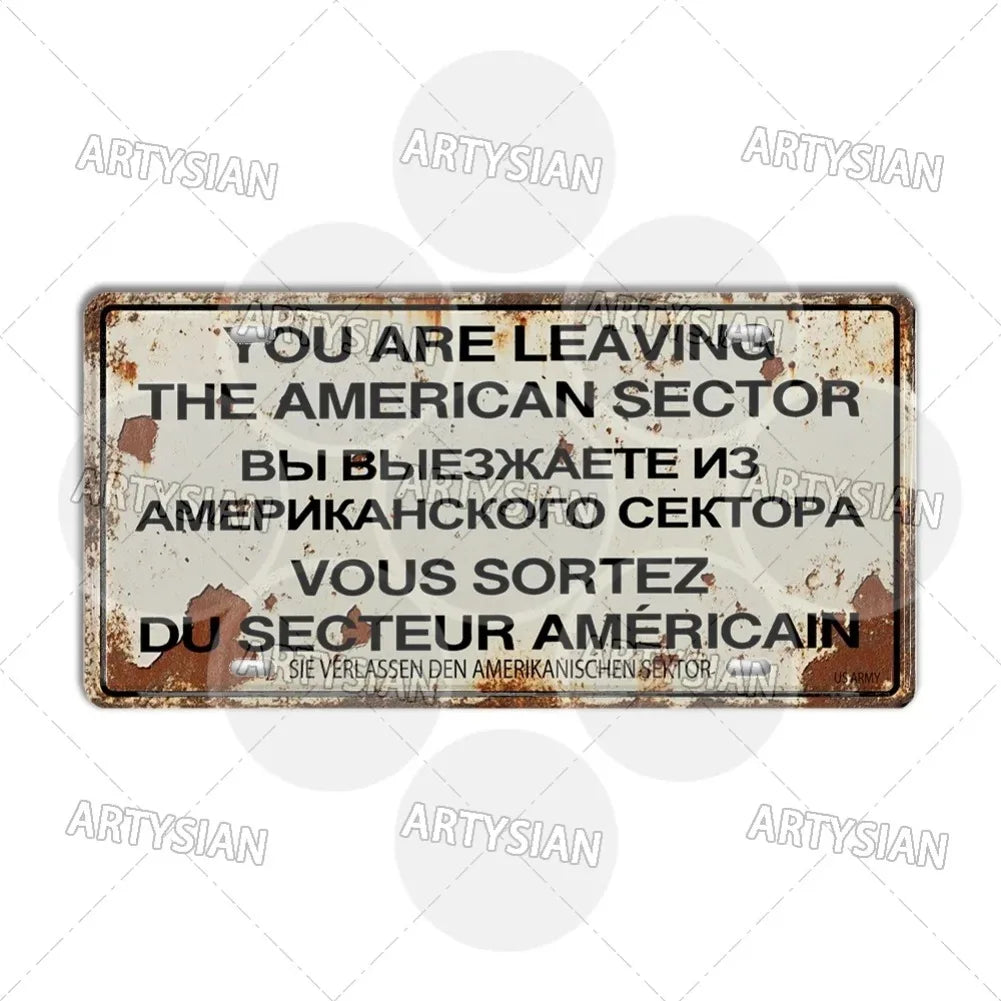 Cold War Berlin Wall Metal Sign