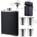 Hip flask gift set with funnel, four shot cups, and carry pouch dimensions