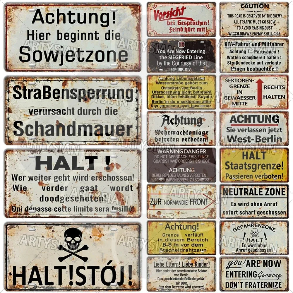 Cold War Berlin Wall Metal Sign