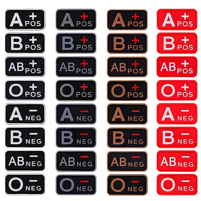 All eight blood types available: A+, A-, B+, B-, AB+, AB-, O+, O-