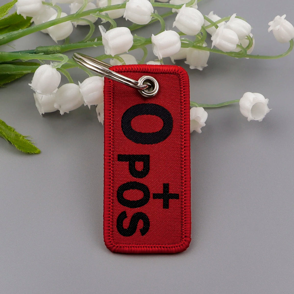 Blood Type Embroidered Key Fob