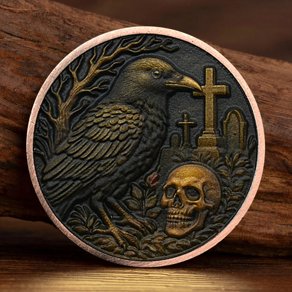 Memento Mori Skull and Rose Coin