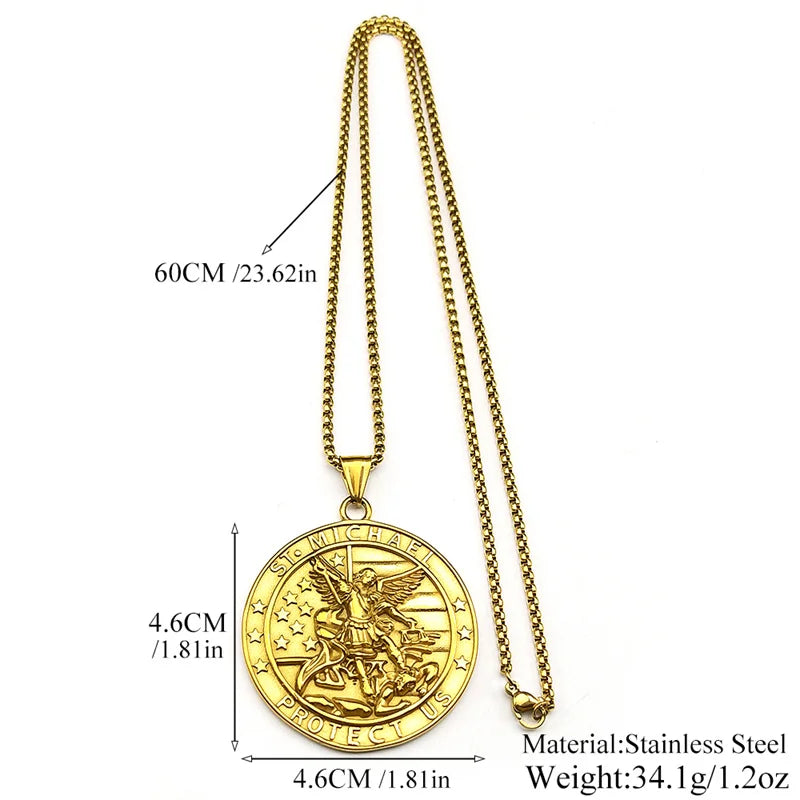 Saint Michael Medal Pendant Necklace