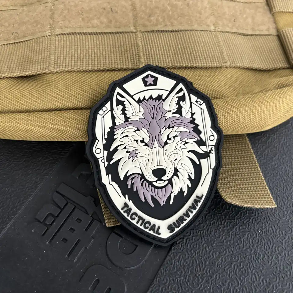 Wolf head patch hook backing