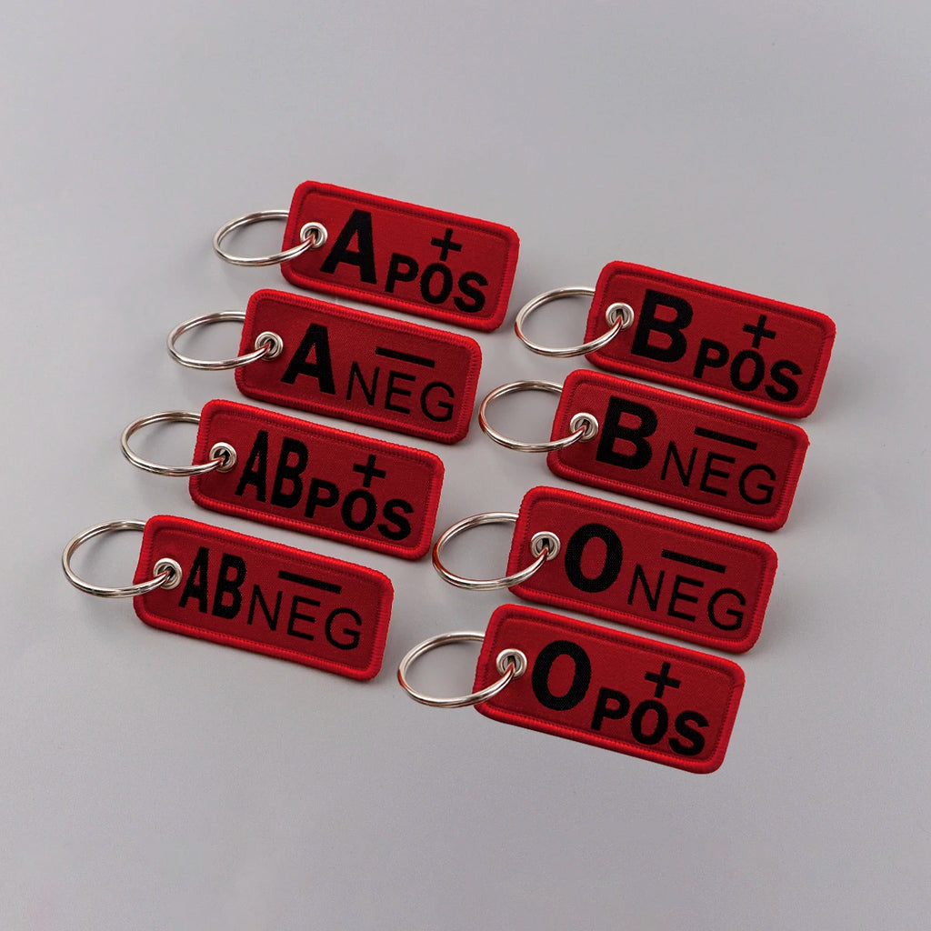 Blood Type Embroidered Key Fob