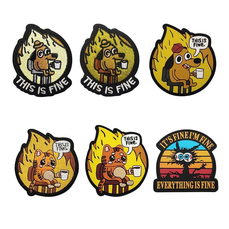 This Is Fine Dog & Cat Morale Patches
