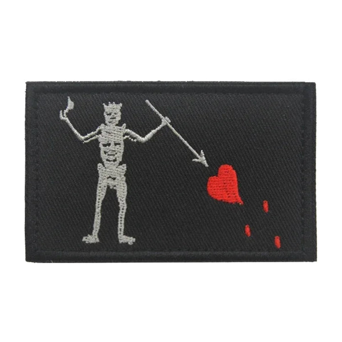 Blackbeard flag patch, black embroidery