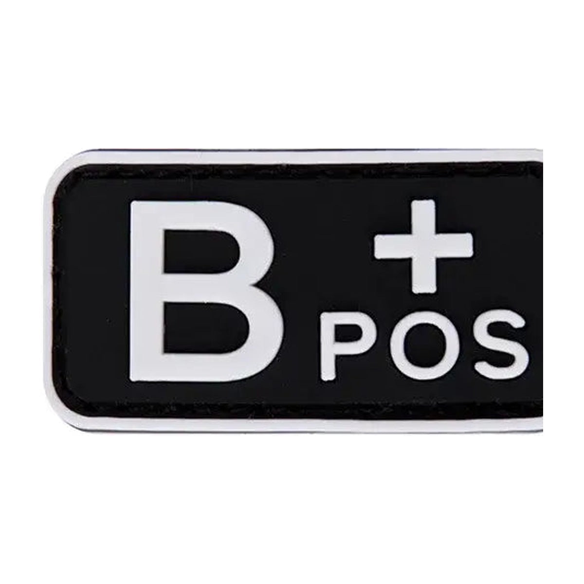 Blood type patch, B positive, black 3D PVC with raised white lettering