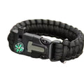 Paracord survival bracelet with compass and whistle buckle