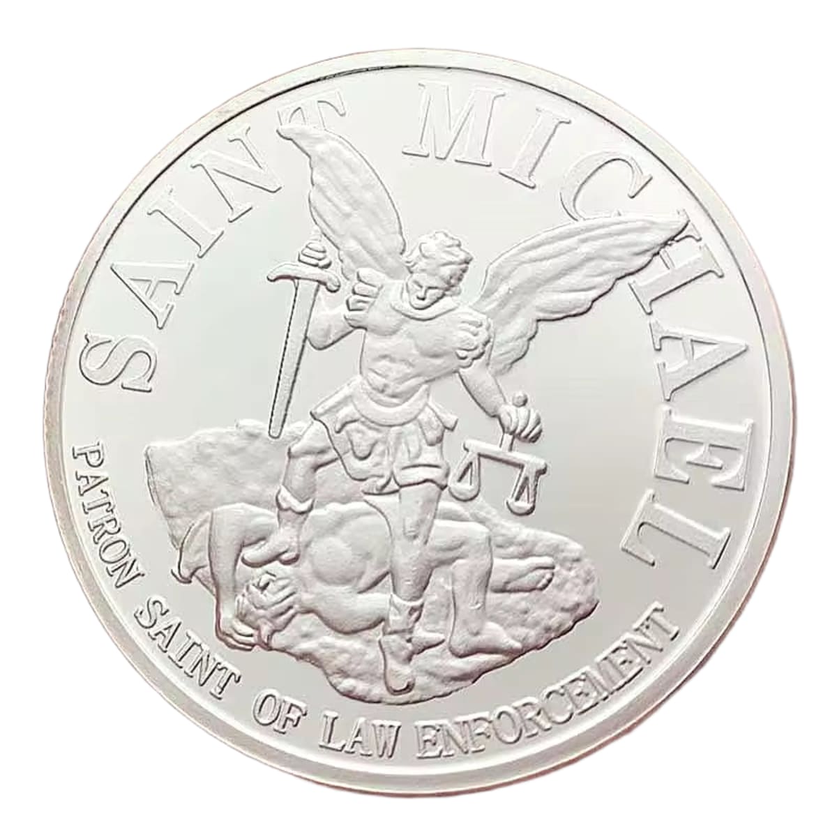 Saint Michael challenge coin, obverse