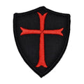Knights Templar cross patch, black and red embroidery