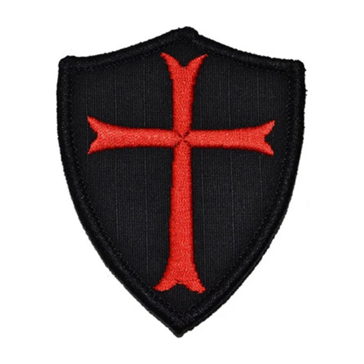 Knights Templar cross patch, black and red embroidery