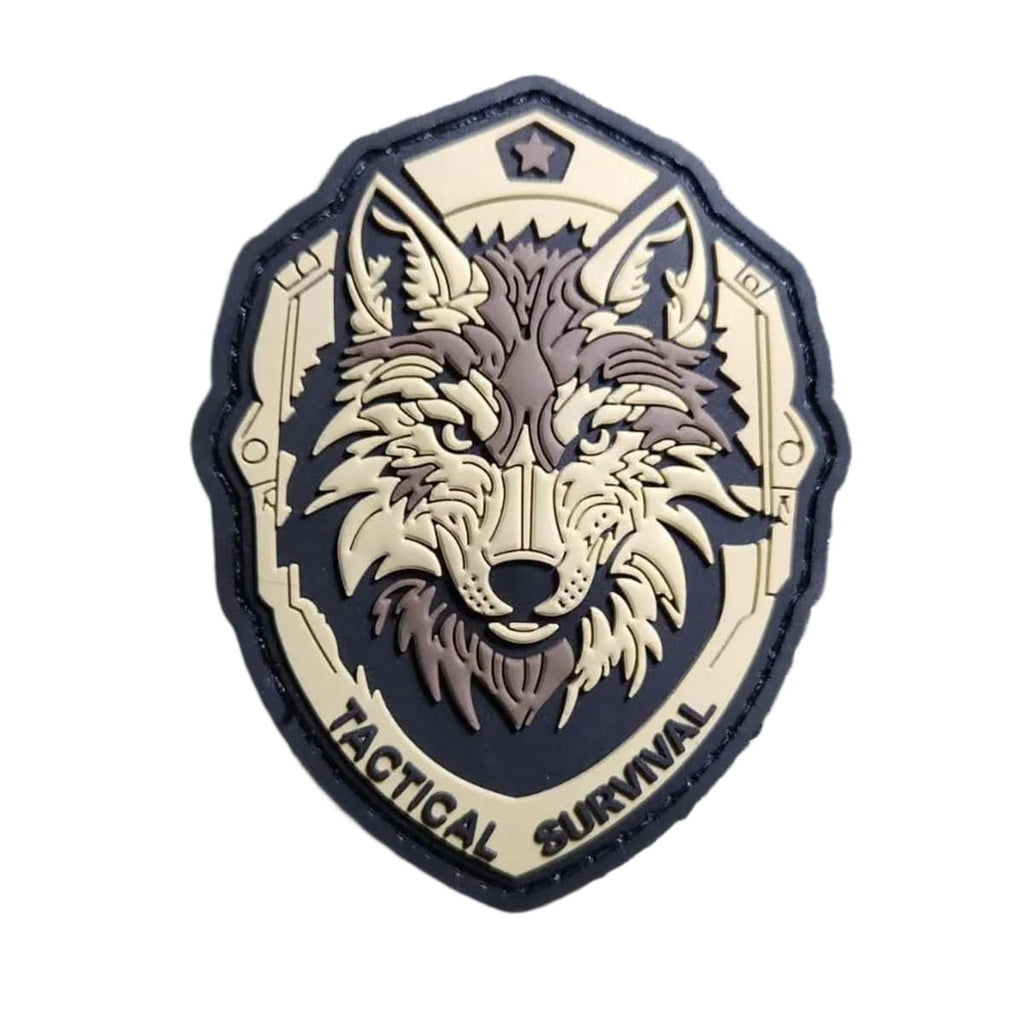 Wolf head 3D PVC patch, front