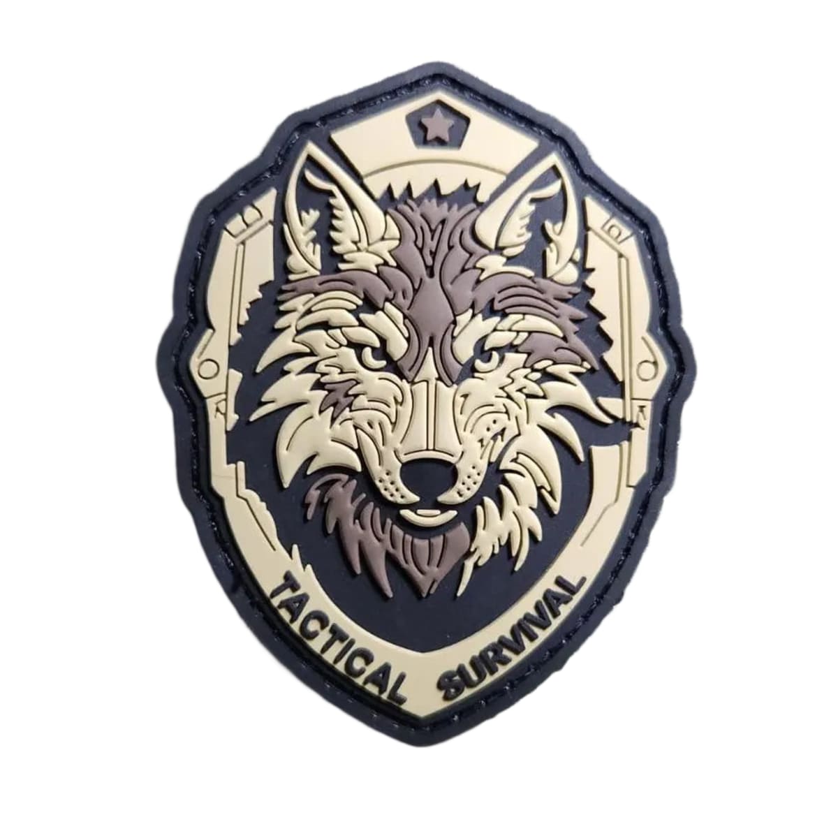 Wolf head 3D PVC patch, front
